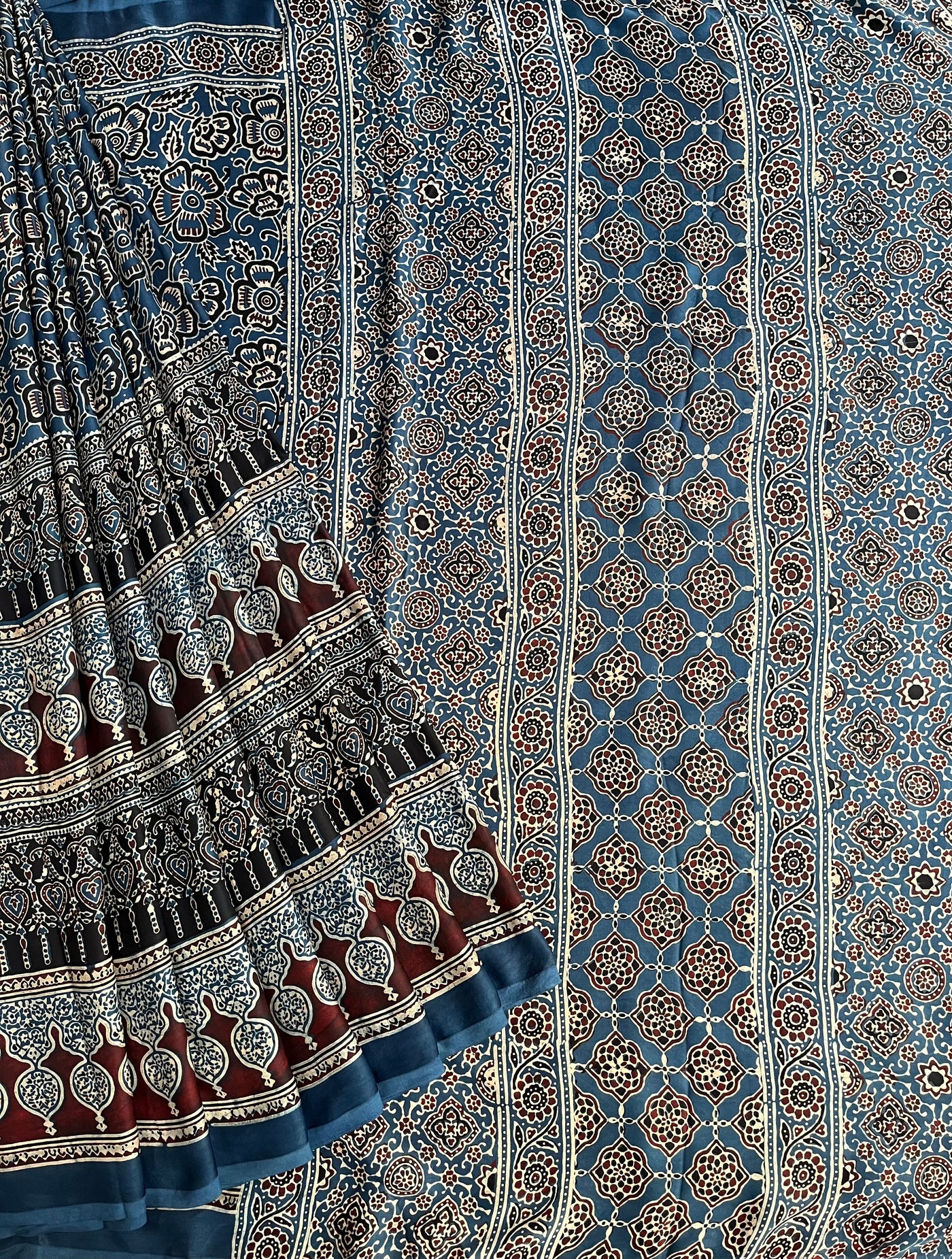 SINDHU-SUDHA: HANDBLOCK AJRAKH MODAL SILK SAREE