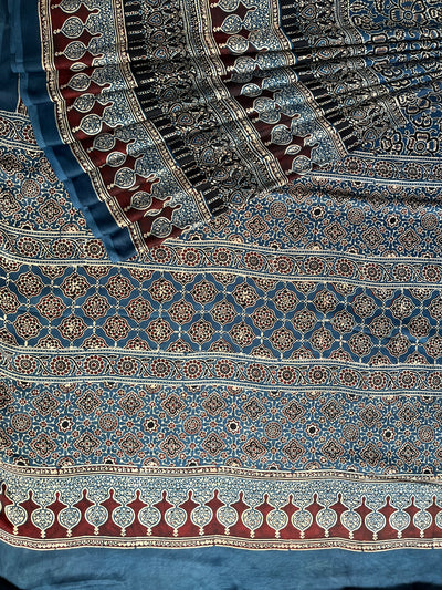 SINDHU-SUDHA: HANDBLOCK AJRAKH MODAL SILK SAREE