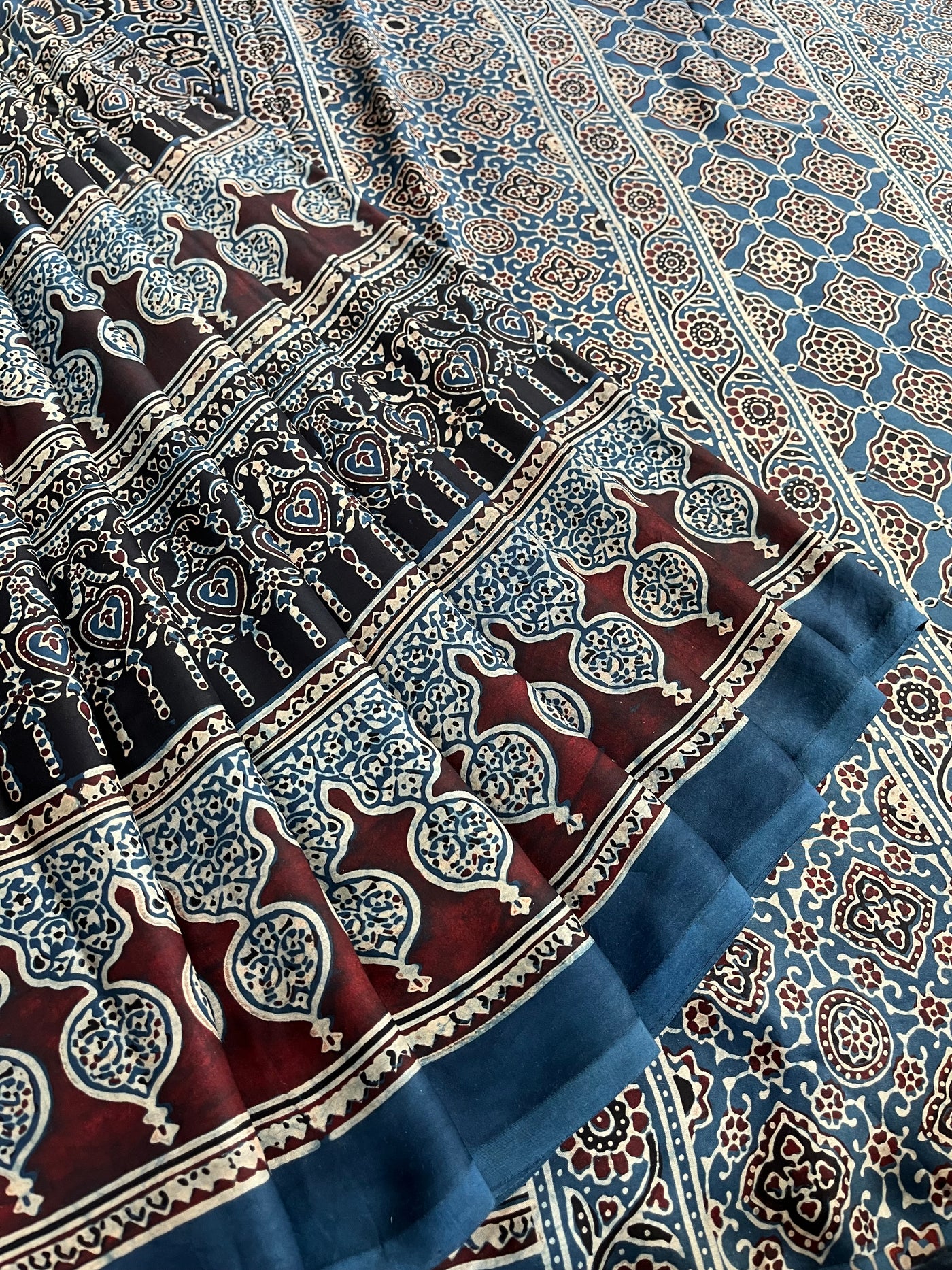 SINDHU-SUDHA: HANDBLOCK AJRAKH MODAL SILK SAREE