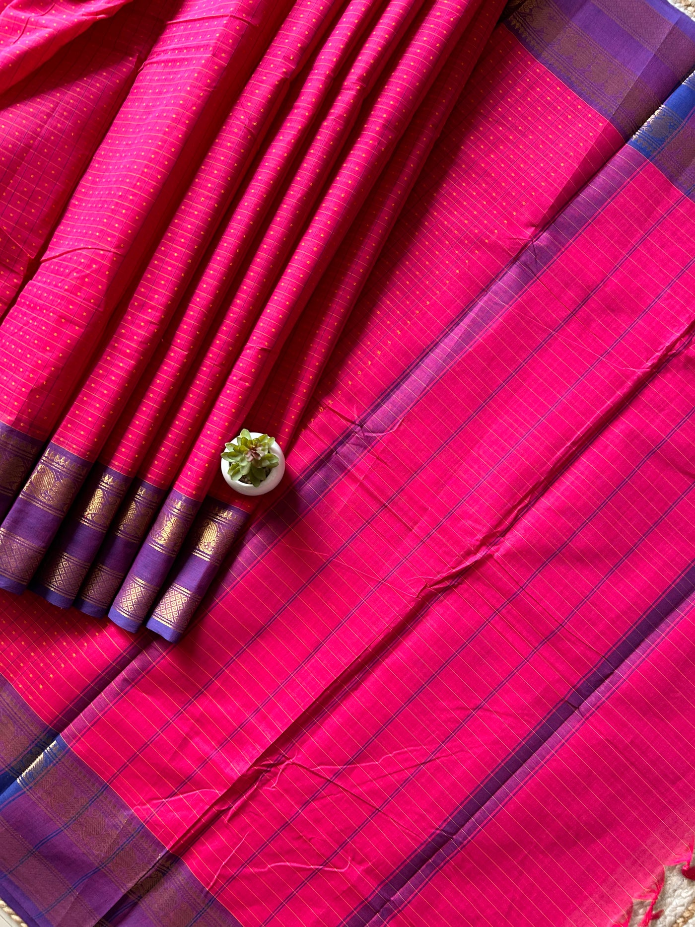 Ragini:KANCHIPURAM PURE COTTON SAREE WITH BODERS.