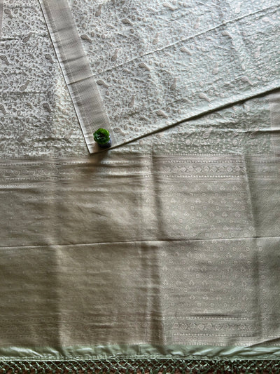 UTKARSHA: PARTY WEAR RUSSIAN SILK BANARASI SAREE WITH ALL OVER JAAL PATTERN.