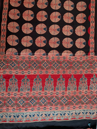 Brinda: HANDBLOCK AJRAKH MODAL SILK SAREE