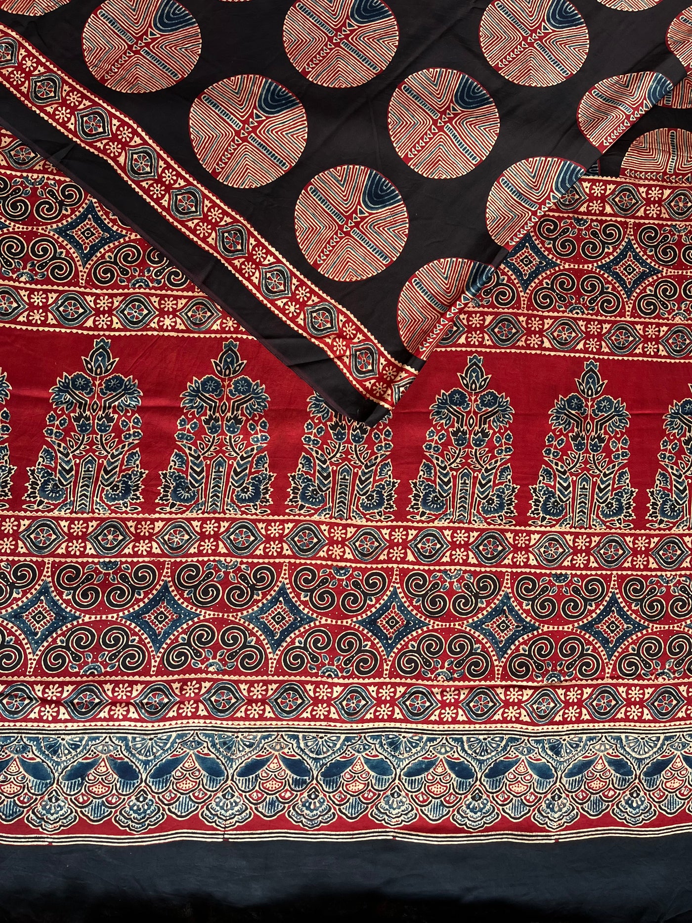 Brinda: HANDBLOCK AJRAKH MODAL SILK SAREE