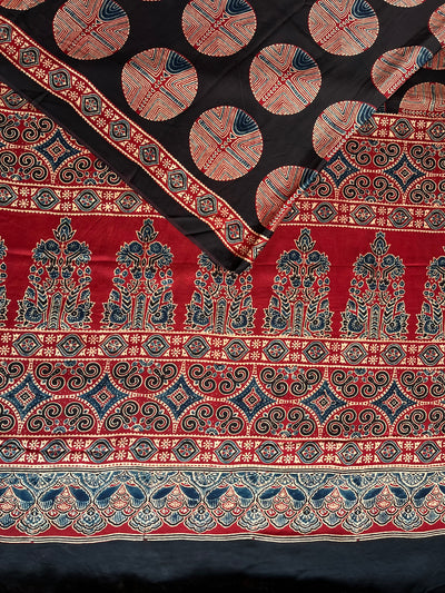 Brinda: HANDBLOCK AJRAKH MODAL SILK SAREE