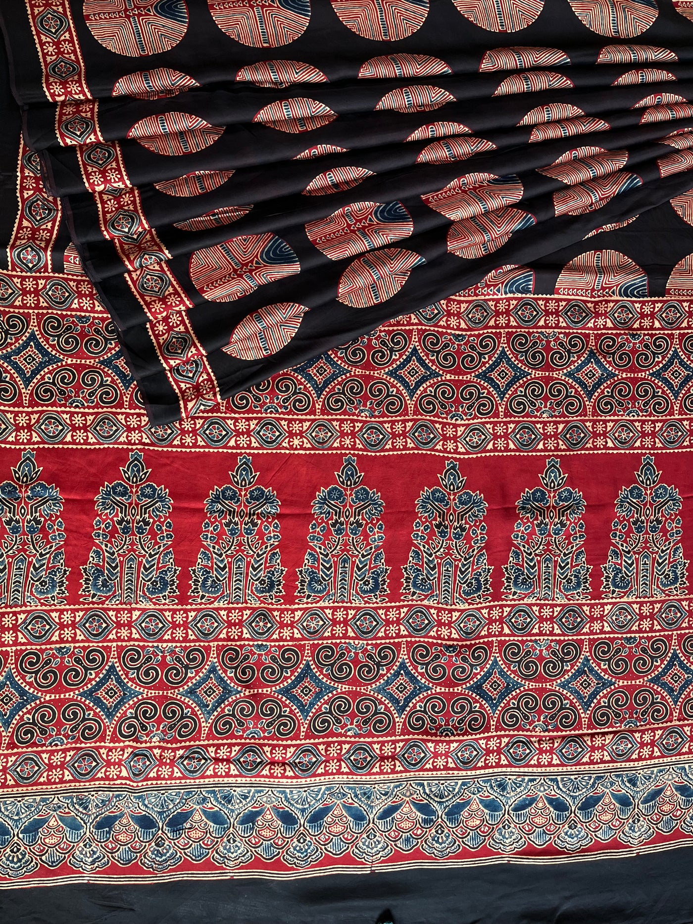 Brinda: HANDBLOCK AJRAKH MODAL SILK SAREE