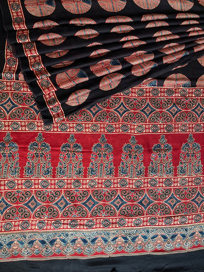 Brinda: HANDBLOCK AJRAKH MODAL SILK SAREE