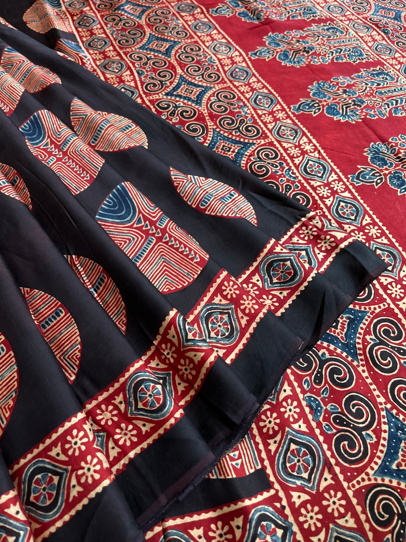 Brinda: HANDBLOCK AJRAKH MODAL SILK SAREE