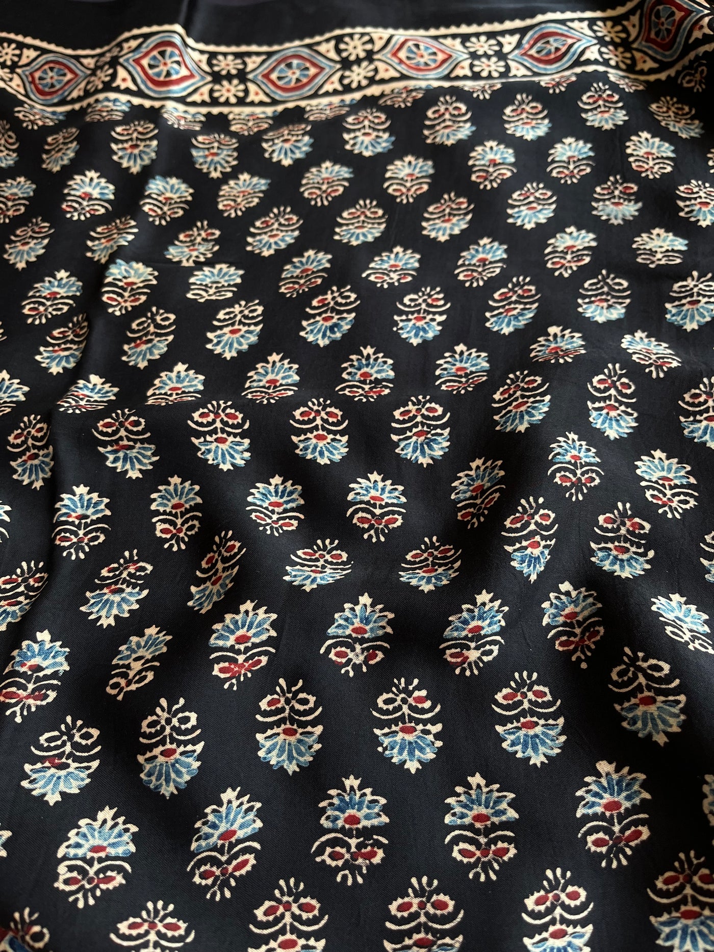 Indra: HANDBLOCK AJRAKH MODAL SILK SAREE