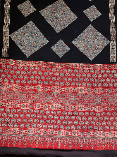 Indra: HANDBLOCK AJRAKH MODAL SILK SAREE