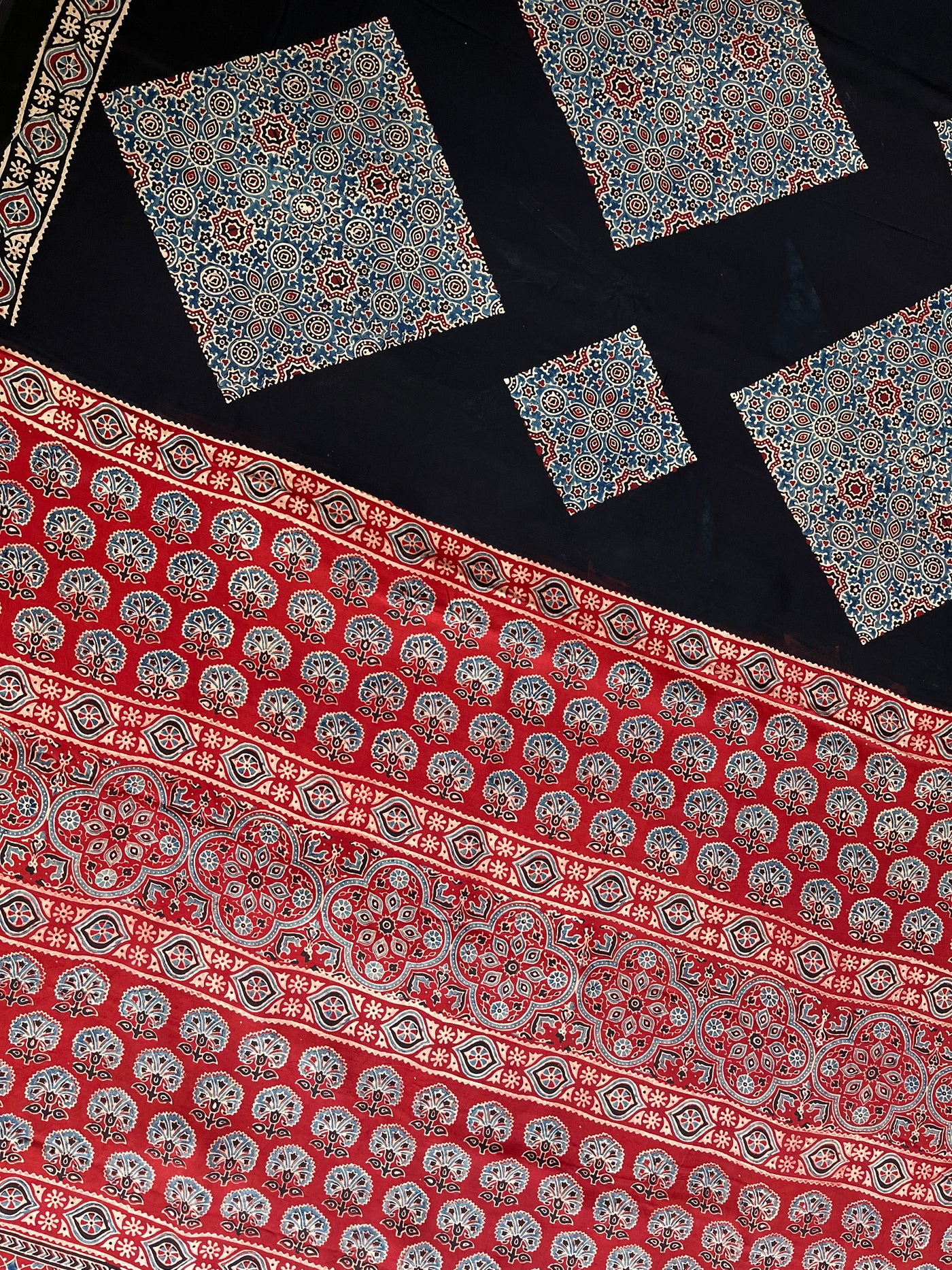 Indra: HANDBLOCK AJRAKH MODAL SILK SAREE