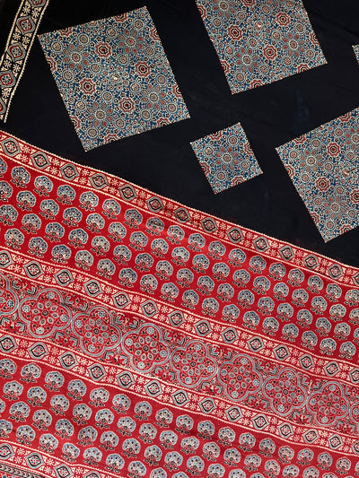Indra: HANDBLOCK AJRAKH MODAL SILK SAREE