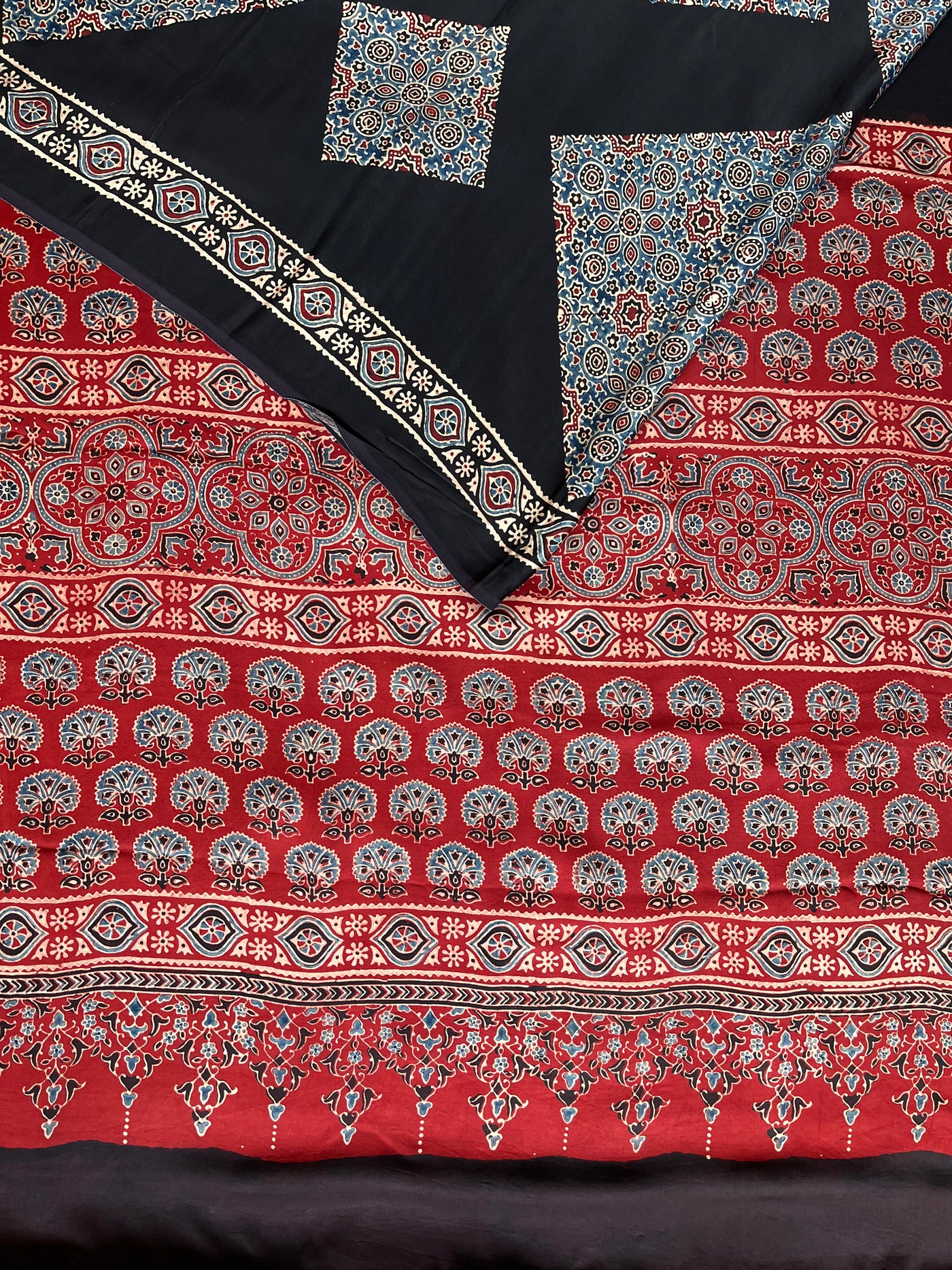 Indra: HANDBLOCK AJRAKH MODAL SILK SAREE