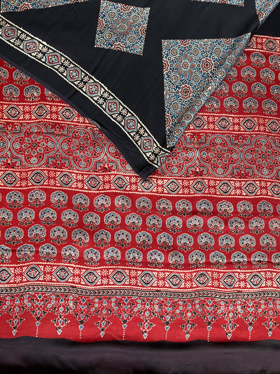 Indra: HANDBLOCK AJRAKH MODAL SILK SAREE