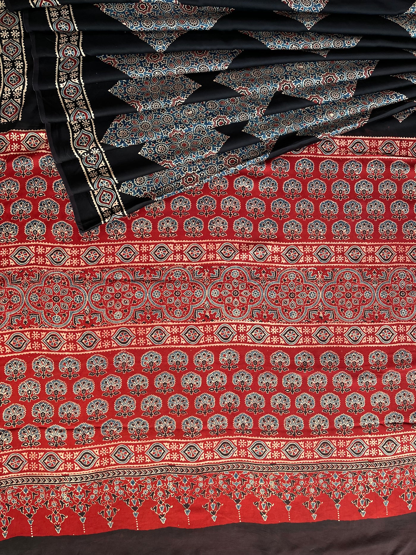 Indra: HANDBLOCK AJRAKH MODAL SILK SAREE