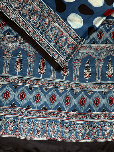 Indigo Diary: HANDBLOCK AJRAKH MODAL SILK SAREE