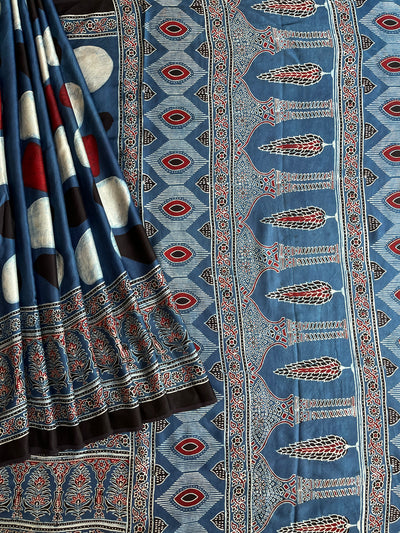 Indigo Diary: HANDBLOCK AJRAKH MODAL SILK SAREE