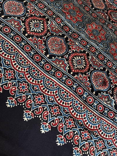 Sunhari : HANDBLOCK AJRAKH MODAL SILK SAREE