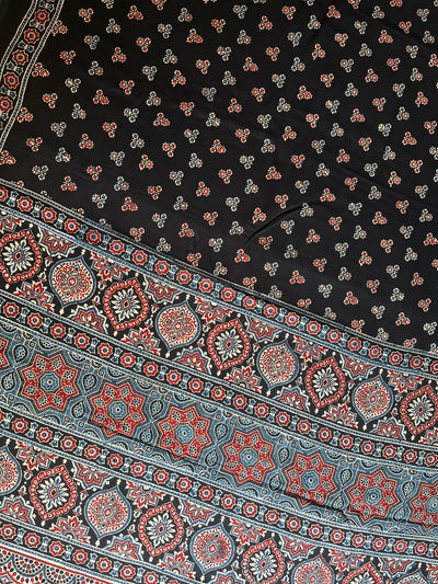 Sunhari : HANDBLOCK AJRAKH MODAL SILK SAREE