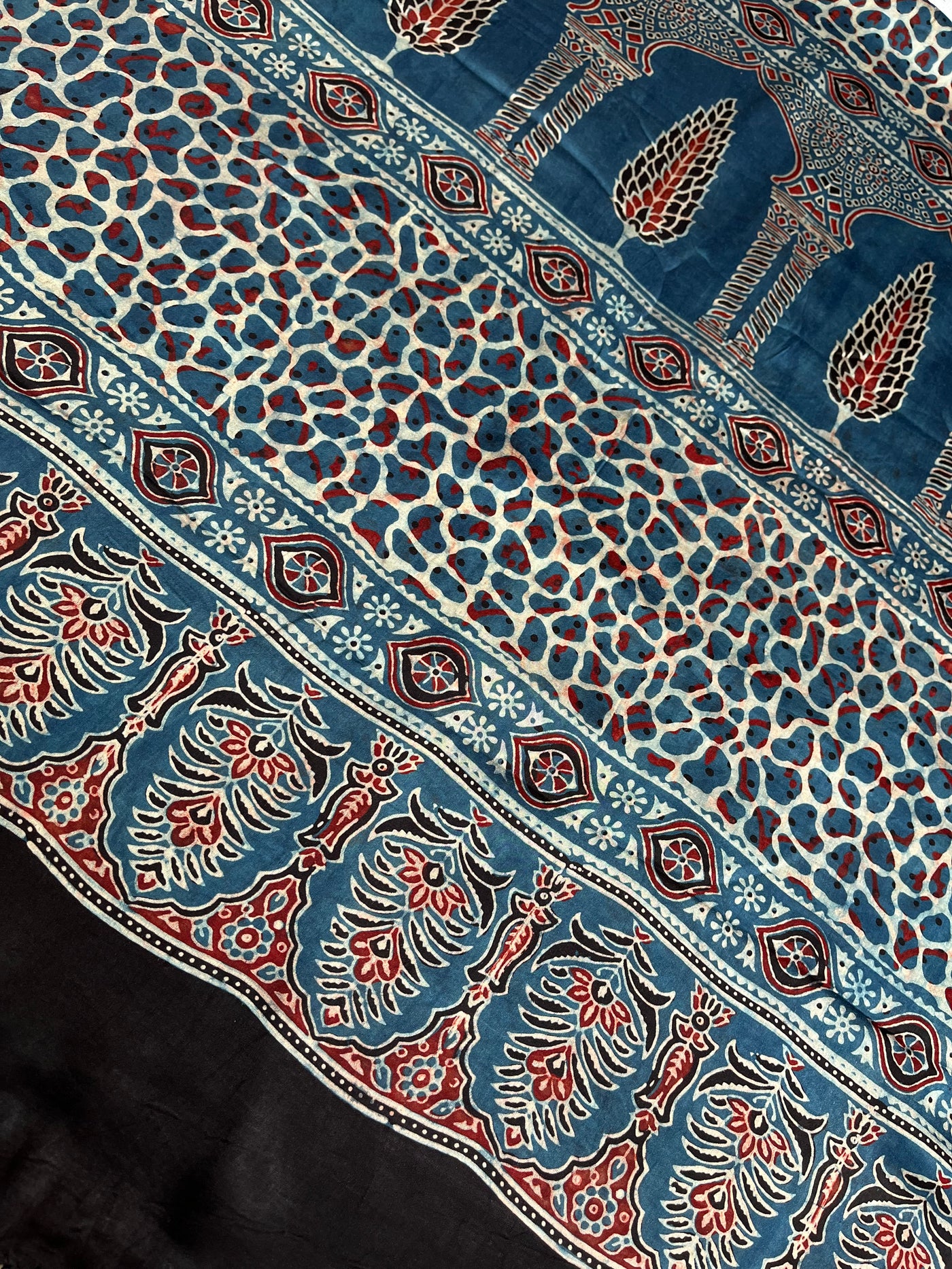 MIRZA: HAND BLOCK AJRAKH MODAL SILK SAREE