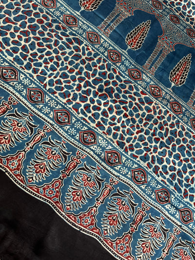 MIRZA: HAND BLOCK AJRAKH MODAL SILK SAREE