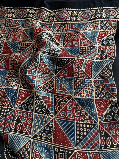 MIRZA: HAND BLOCK AJRAKH MODAL SILK SAREE