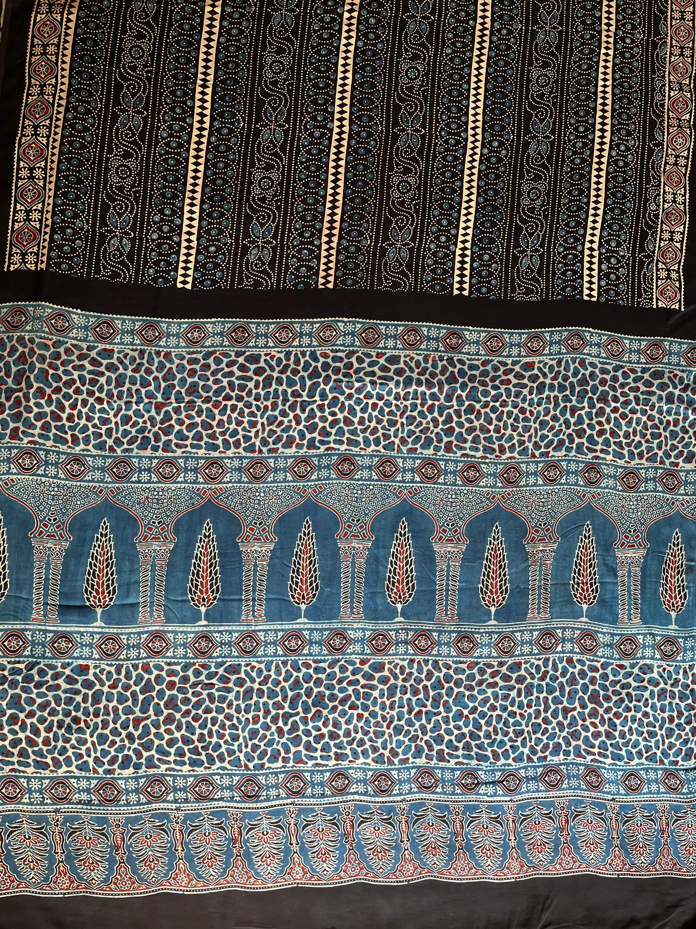MIRZA: HAND BLOCK AJRAKH MODAL SILK SAREE