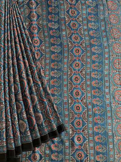 NANCY: HAND BLOCK AJRAKH MODAL SILK SAREE