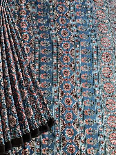 NANCY: HAND BLOCK AJRAKH MODAL SILK SAREE