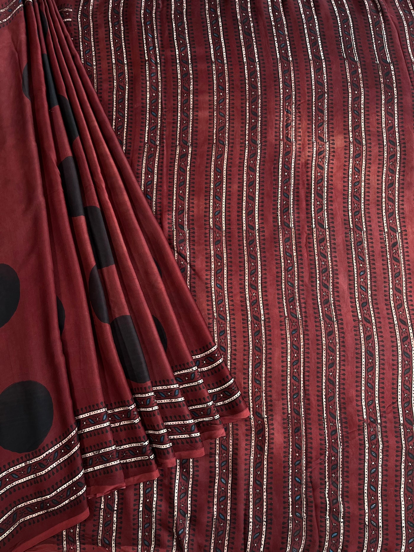 JIYA: HAND BLOCK AJRAKH MODAL SILK SAREE