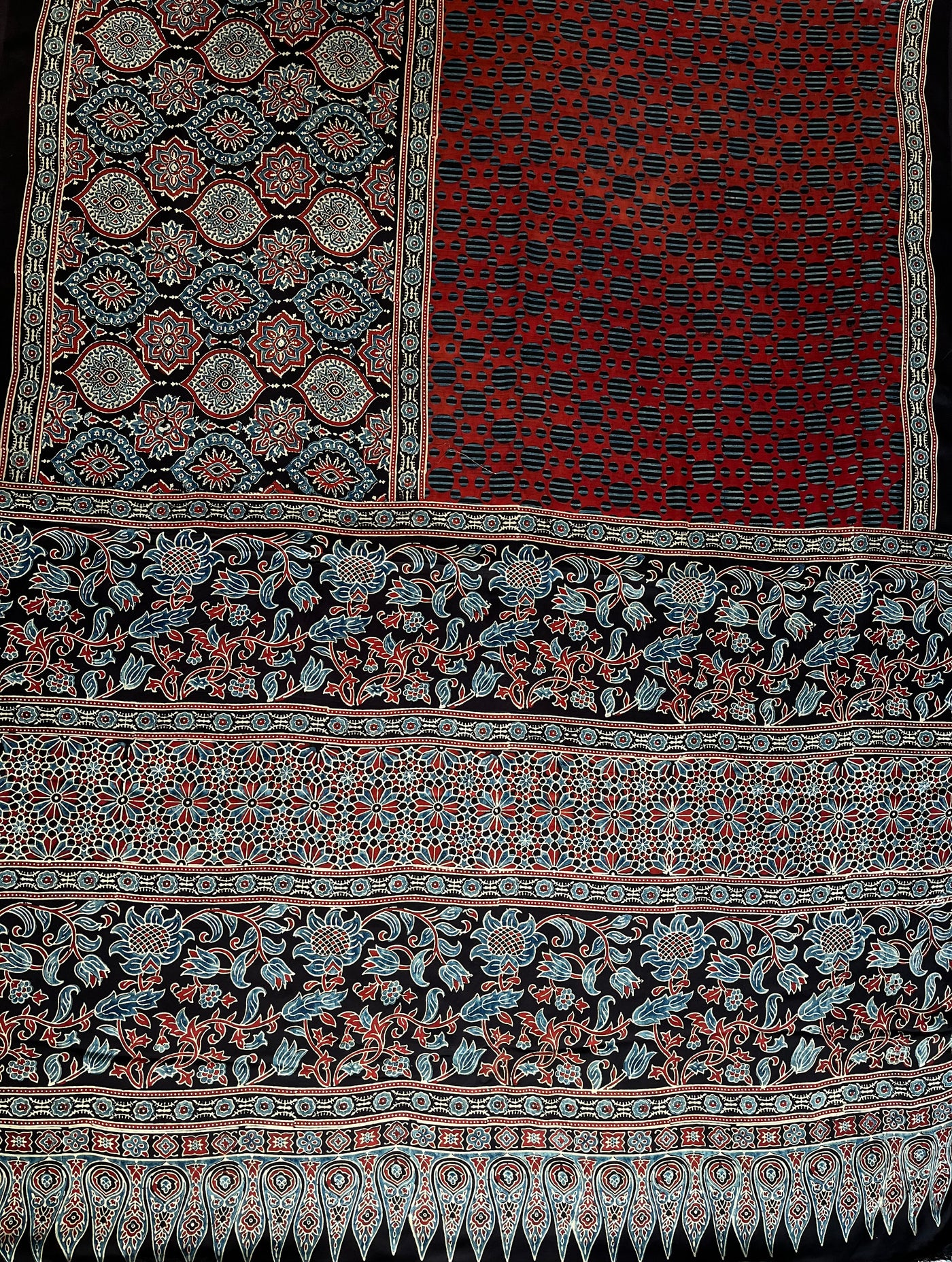 MUKUDNI: HAND BLOCK AJRAKH MODAL SILK SAREE