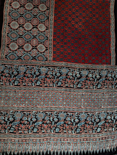 MUKUDNI: HAND BLOCK AJRAKH MODAL SILK SAREE