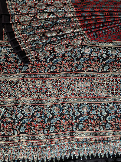 MUKUDNI: HAND BLOCK AJRAKH MODAL SILK SAREE
