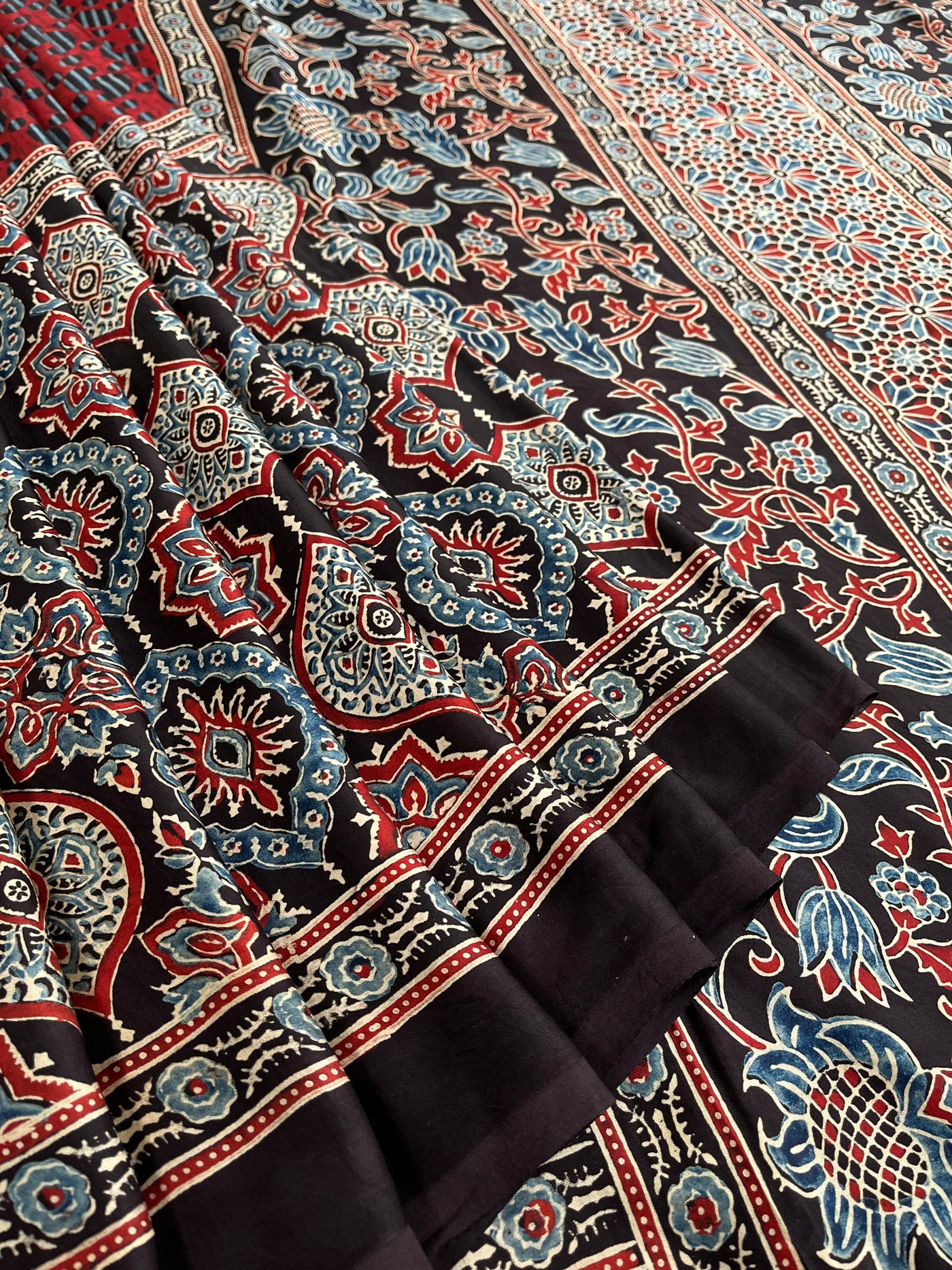 MUKUDNI: HAND BLOCK AJRAKH MODAL SILK SAREE