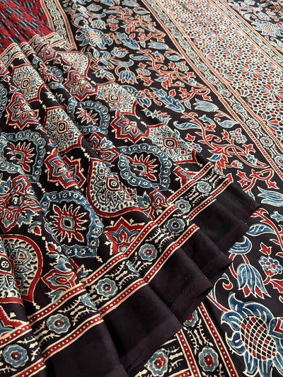 MUKUDNI: HAND BLOCK AJRAKH MODAL SILK SAREE