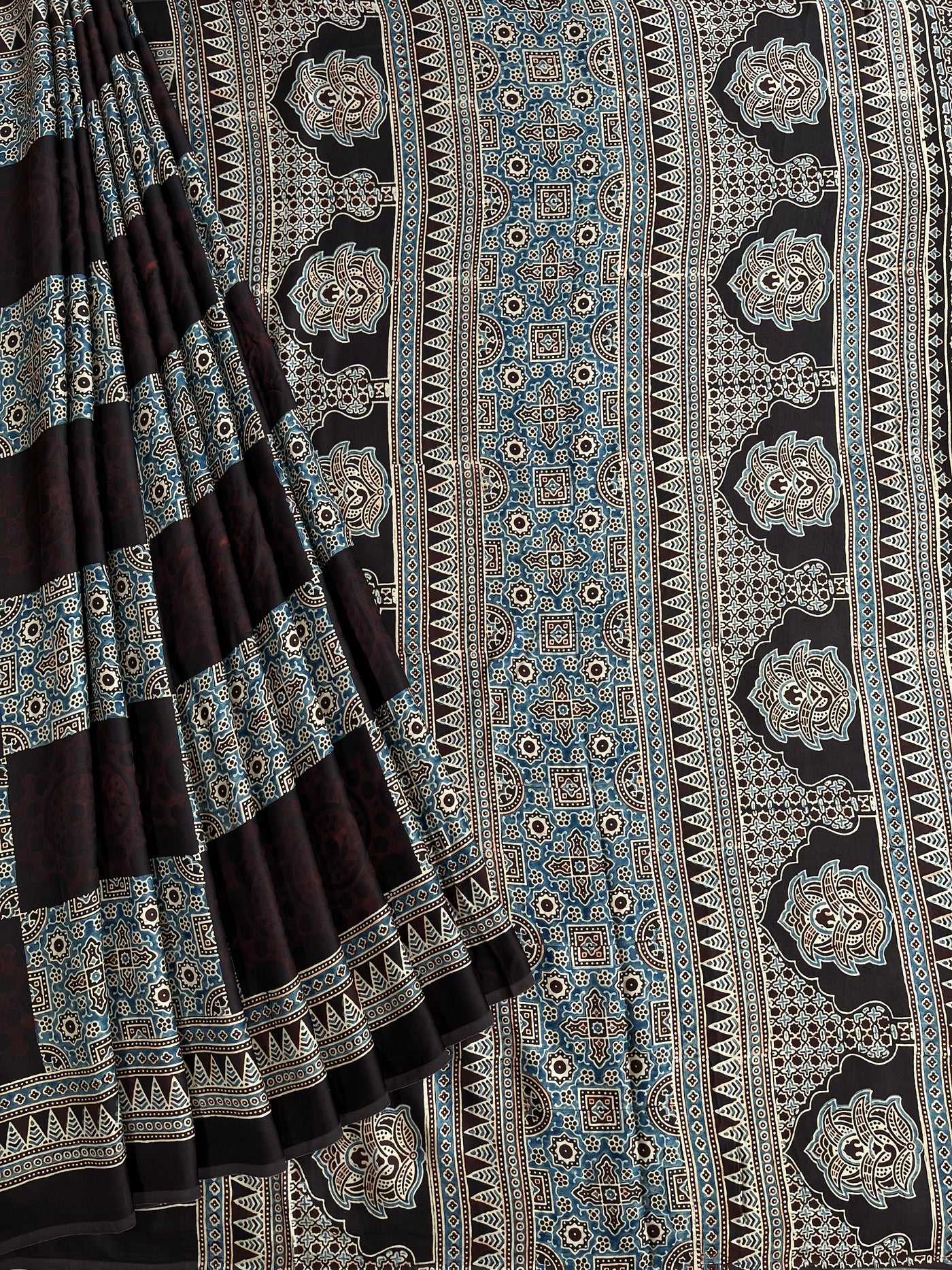 NAYANTARA: HAND BLOCK AJRAKH MODAL SILK SAREE