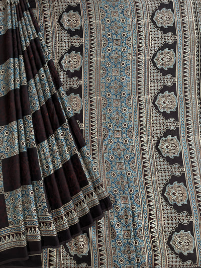 NAYANTARA: HAND BLOCK AJRAKH MODAL SILK SAREE