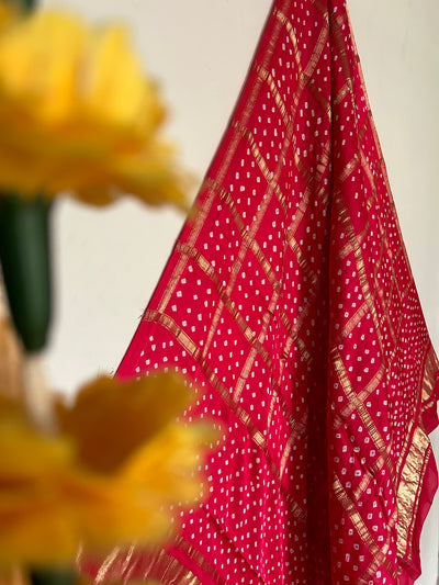 BARKHA: BANDHE TISSUE MODAL SILK GHARCHOLA DUPATTA