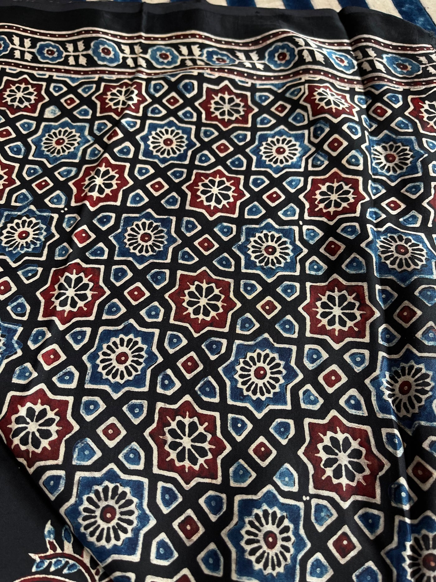 SUHASINI: HAND BLOCK AJRAKH MODAL SILK SAREE