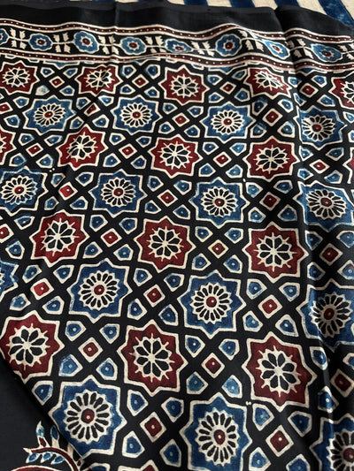 SUHASINI: HAND BLOCK AJRAKH MODAL SILK SAREE