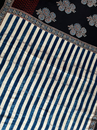 SUHASINI: HAND BLOCK AJRAKH MODAL SILK SAREE