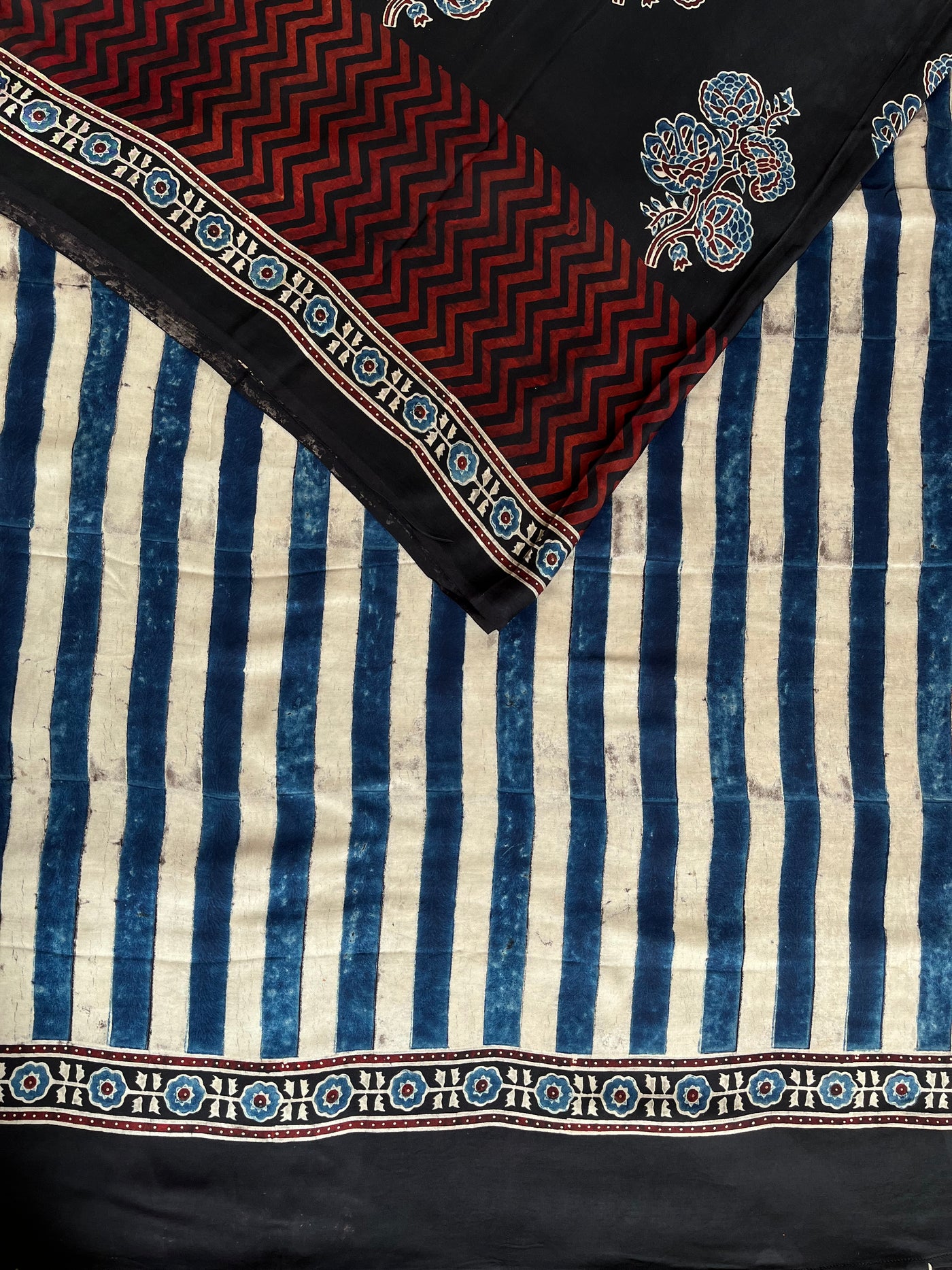 SUHASINI: HAND BLOCK AJRAKH MODAL SILK SAREE