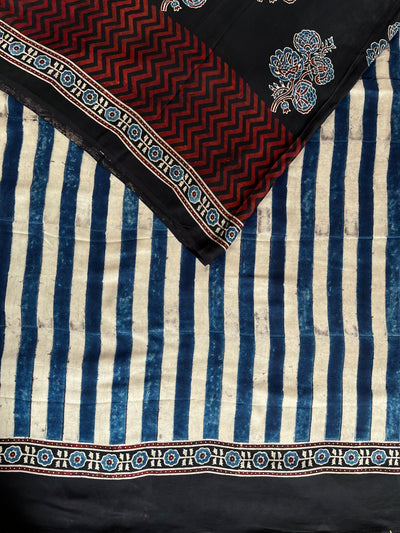SUHASINI: HAND BLOCK AJRAKH MODAL SILK SAREE