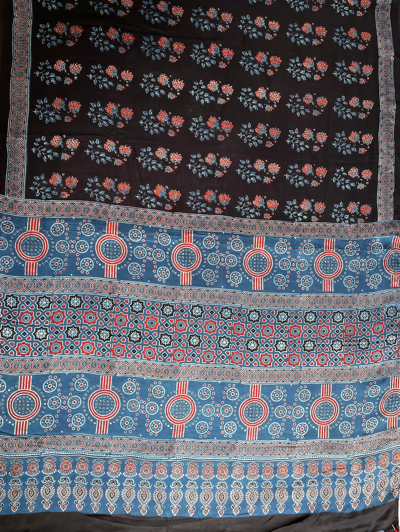 CHANDRIKA: HAND BLOCK AJRAKH MODAL SILK SAREE