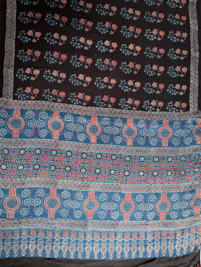 CHANDRIKA: HAND BLOCK AJRAKH MODAL SILK SAREE