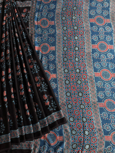 CHANDRIKA: HAND BLOCK AJRAKH MODAL SILK SAREE