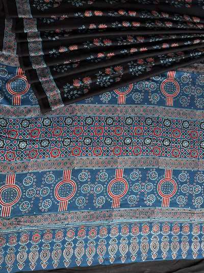 CHANDRIKA: HAND BLOCK AJRAKH MODAL SILK SAREE