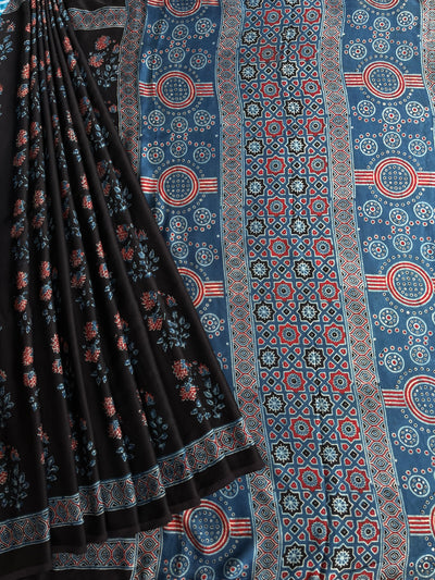 CHANDRIKA: HAND BLOCK AJRAKH MODAL SILK SAREE