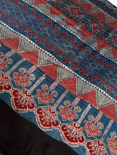 MOHANI: HAND BLOCK AJRAKH MODAL SILK SAREE