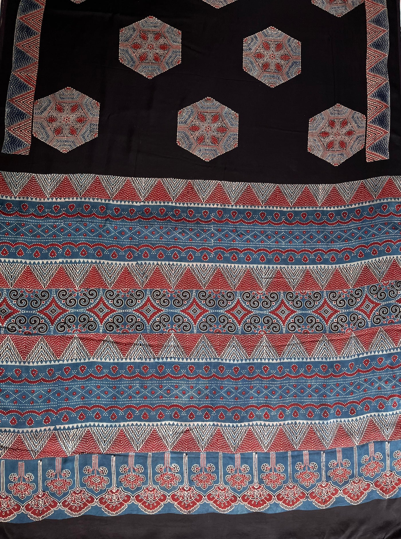 MOHANI: HAND BLOCK AJRAKH MODAL SILK SAREE