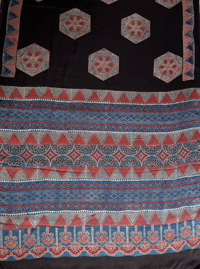 MOHANI: HAND BLOCK AJRAKH MODAL SILK SAREE
